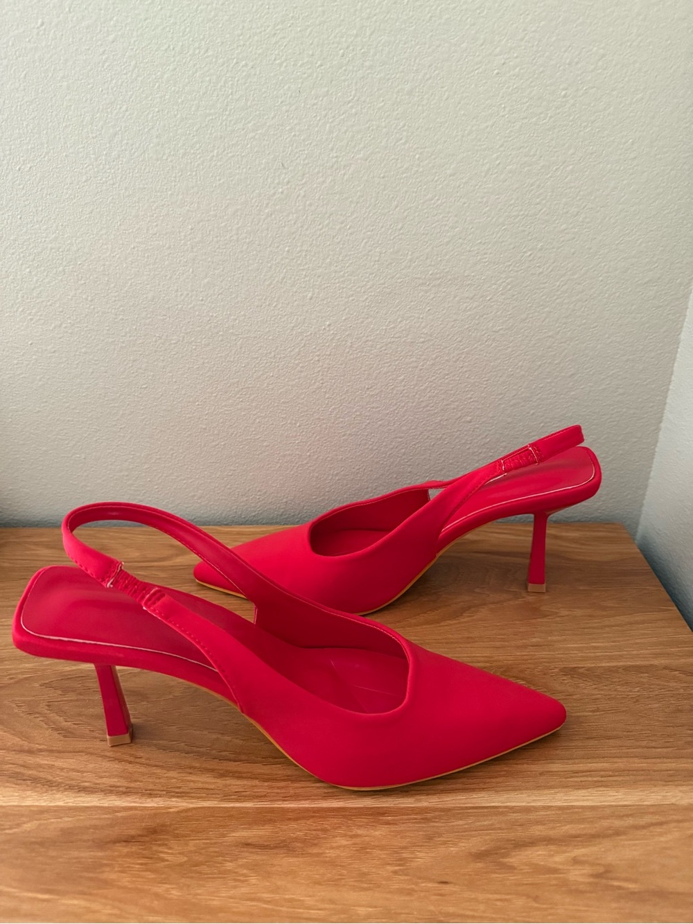 SHEIN Bright Red Pointed Slingback Heels